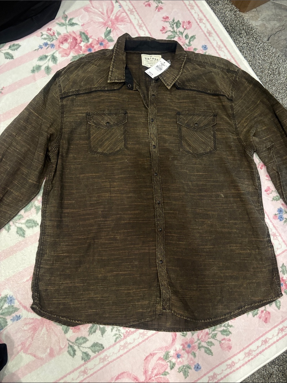 Men’s Buckle Vintage Style Brown Men's Button-Up Shirt Jacket
